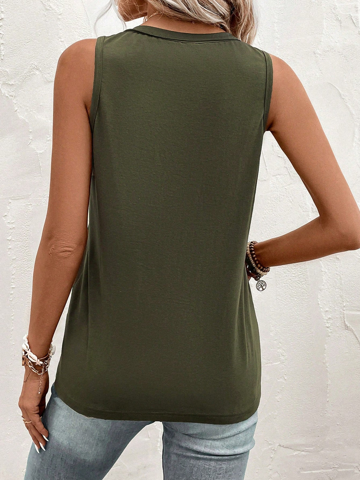 Half Button Tank Top