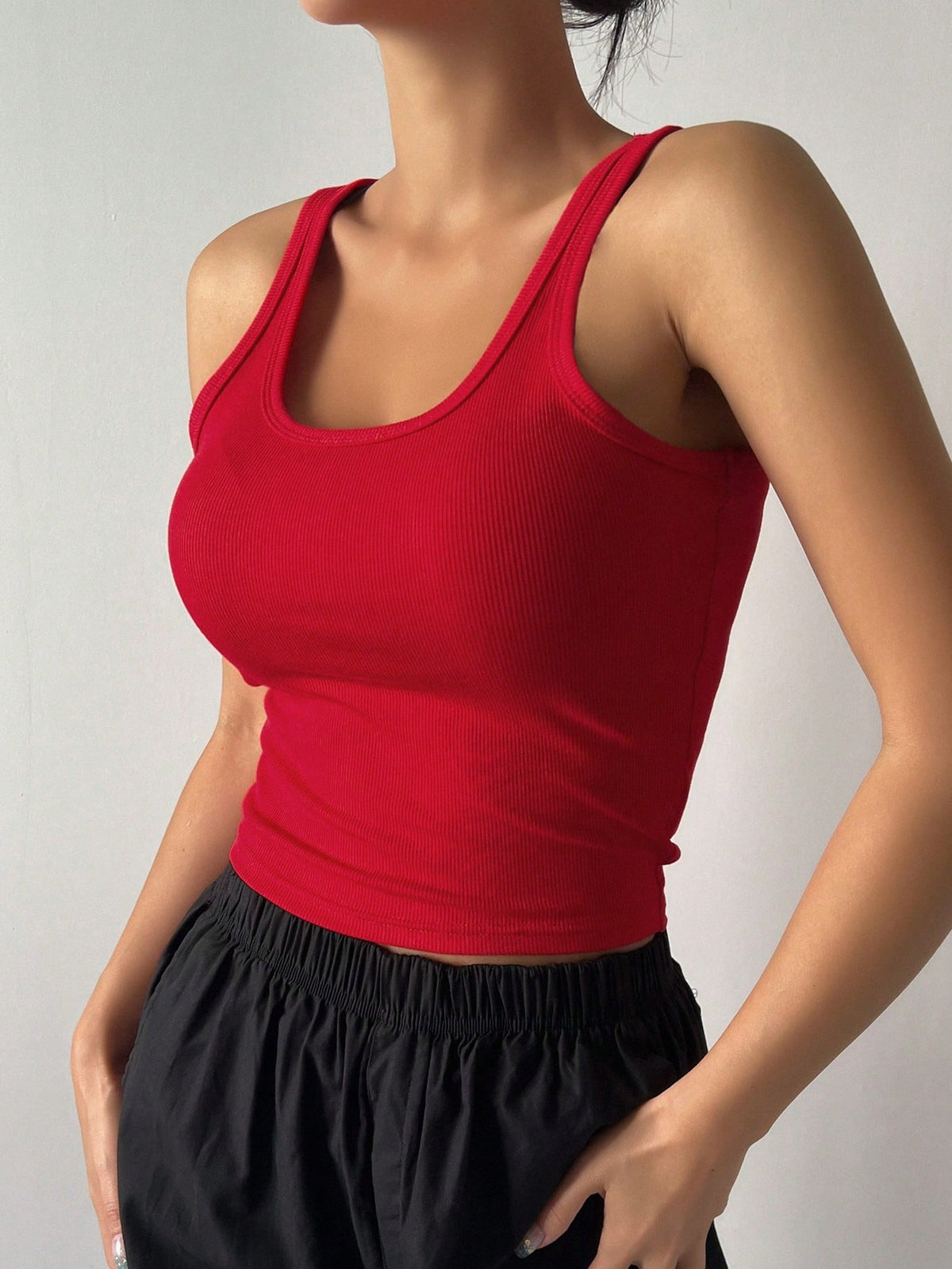 Rib Knit Crop Tank Top