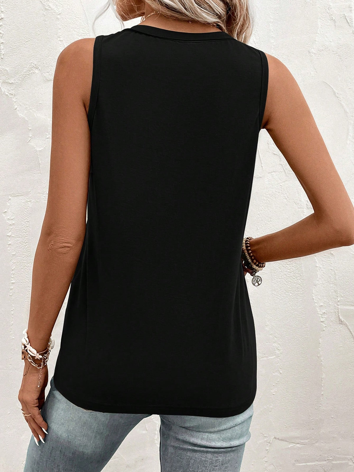 Half Button Tank Top