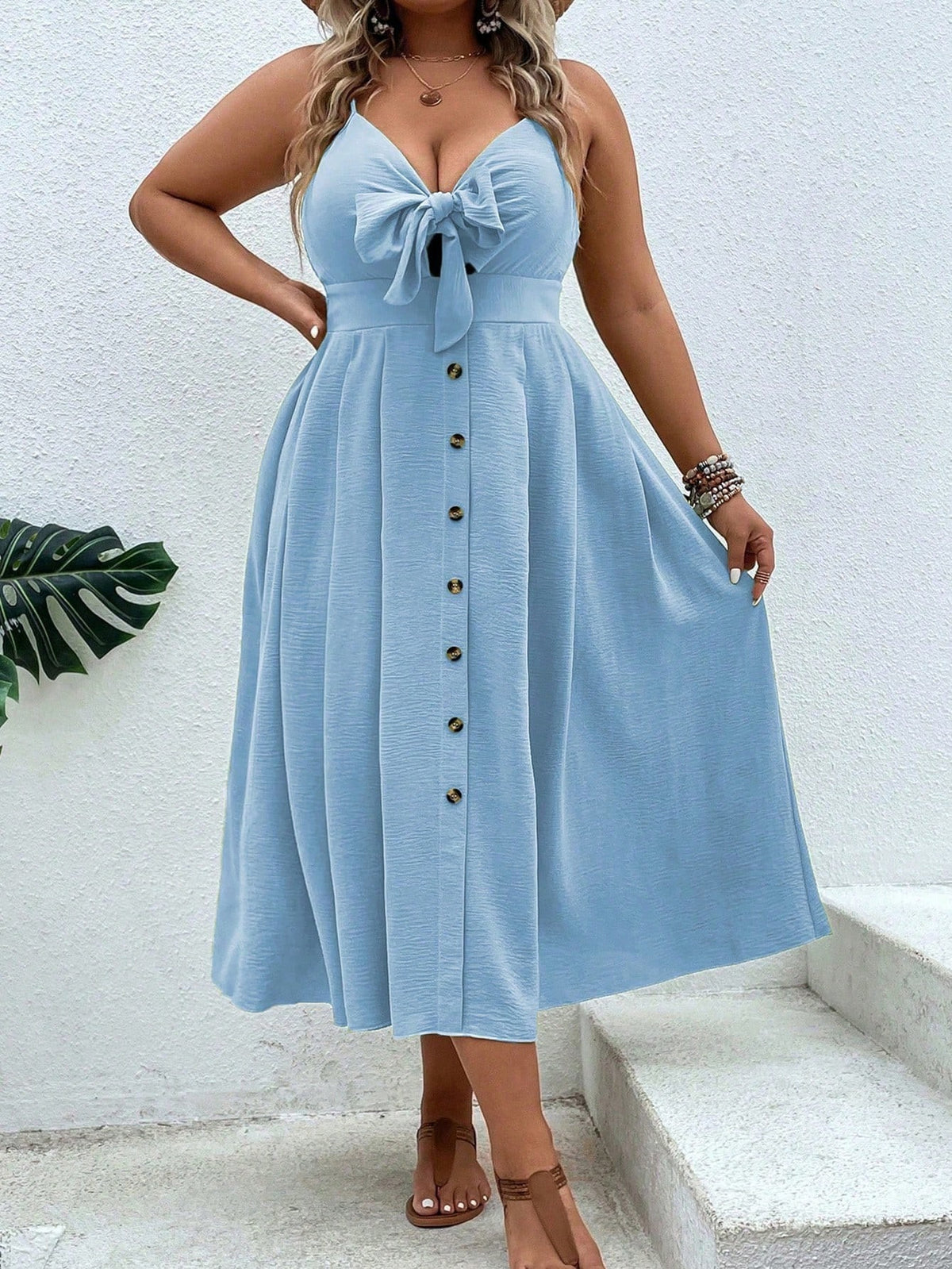 Plus Cami Dress with Knot Front