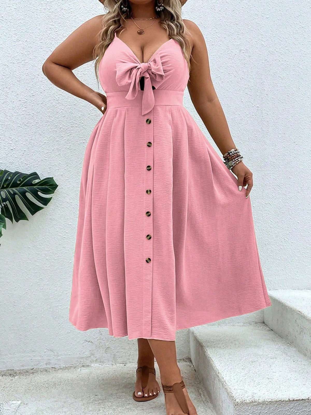 Plus Cami Dress with Knot Front