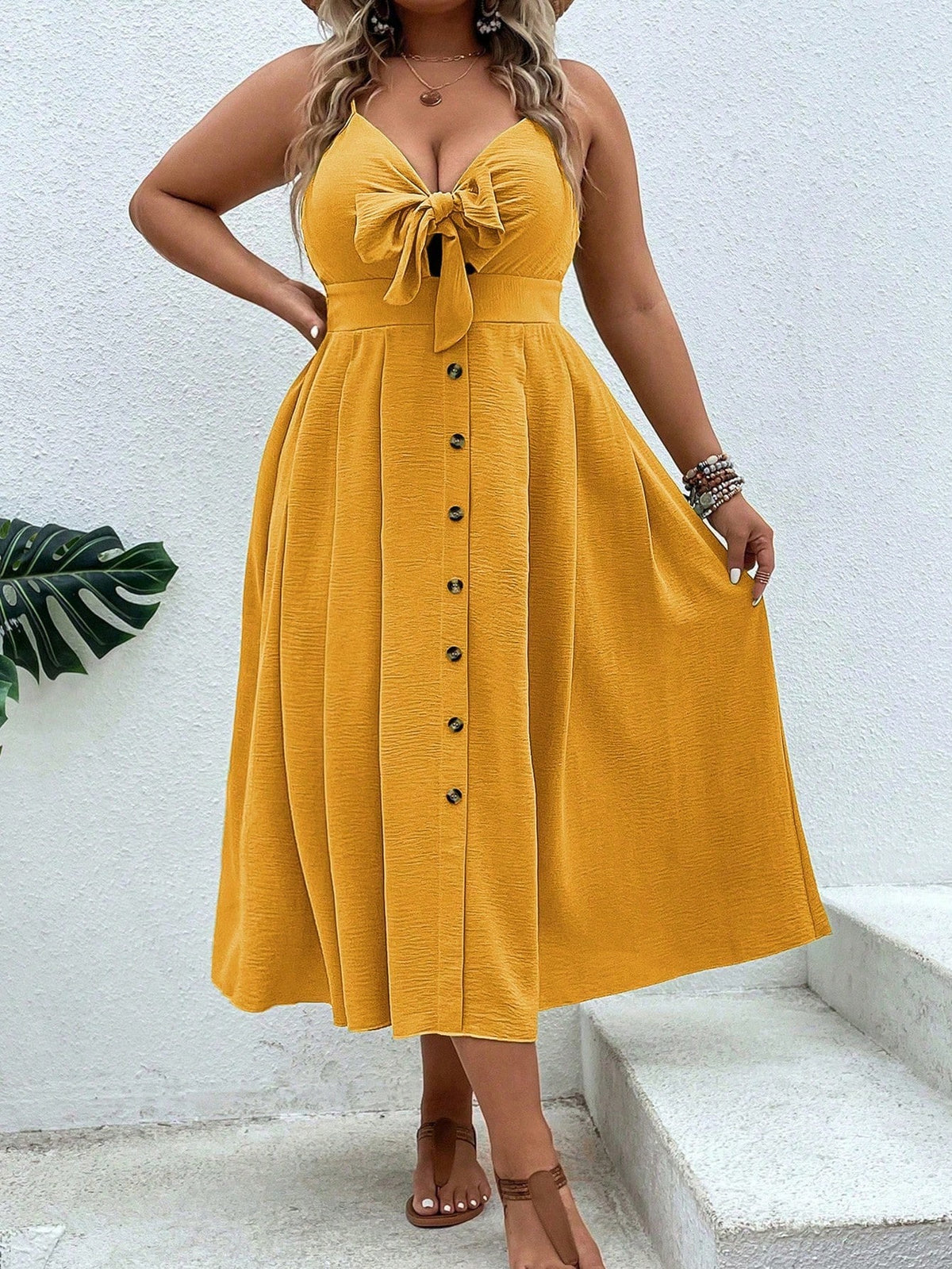 Plus Cami Dress with Knot Front