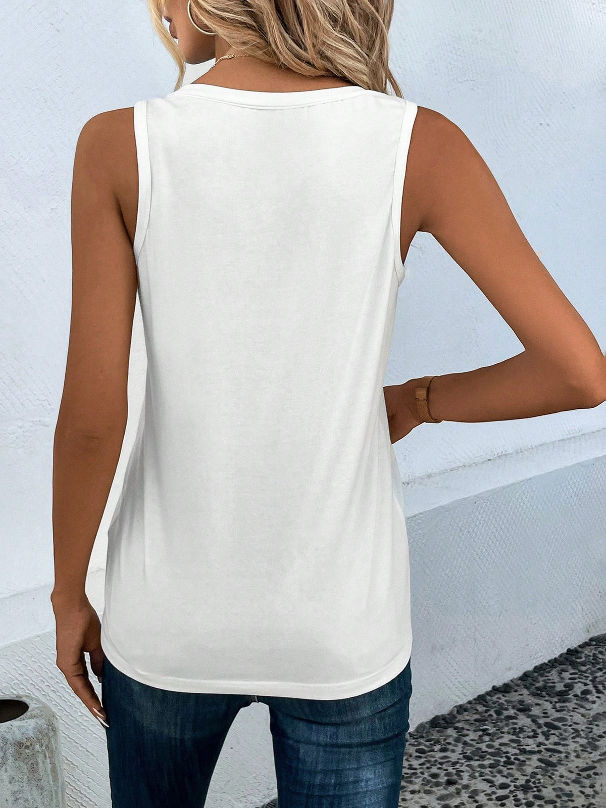 Half Button Tank Top