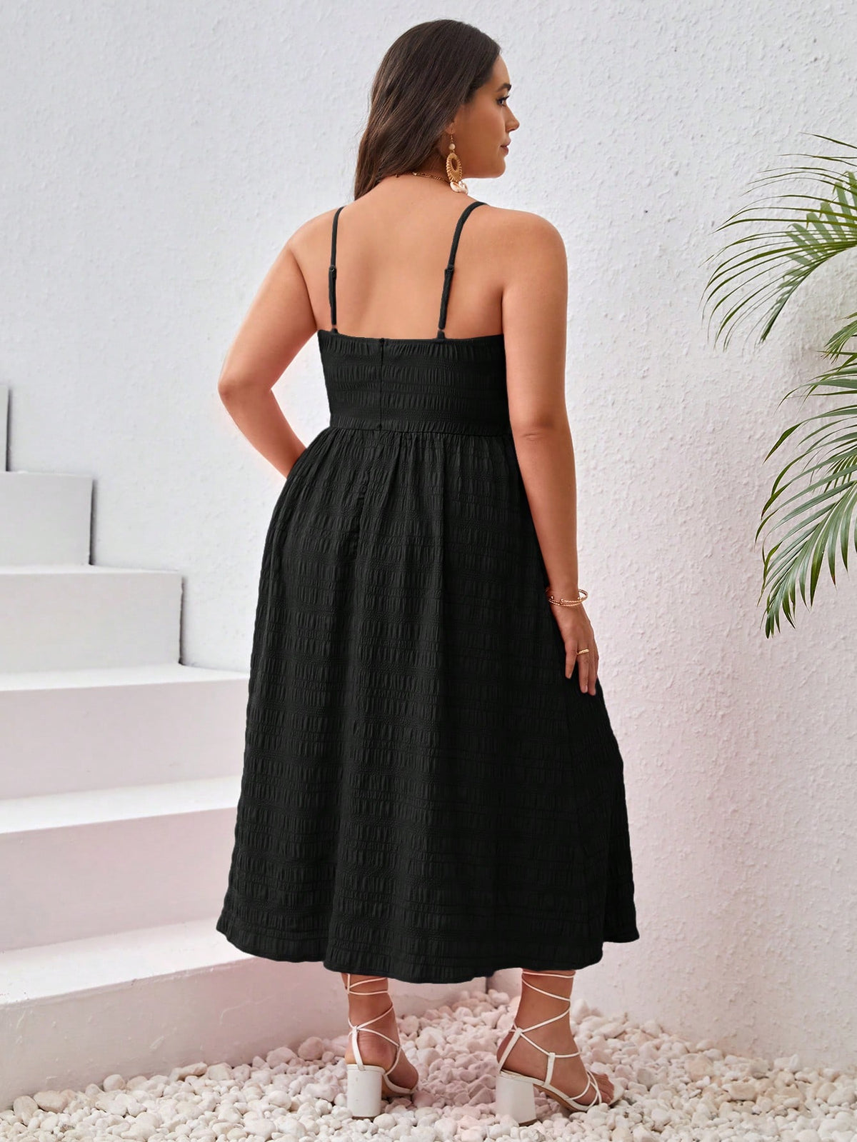 Plus Twist Front Cami Dress with Split Thigh