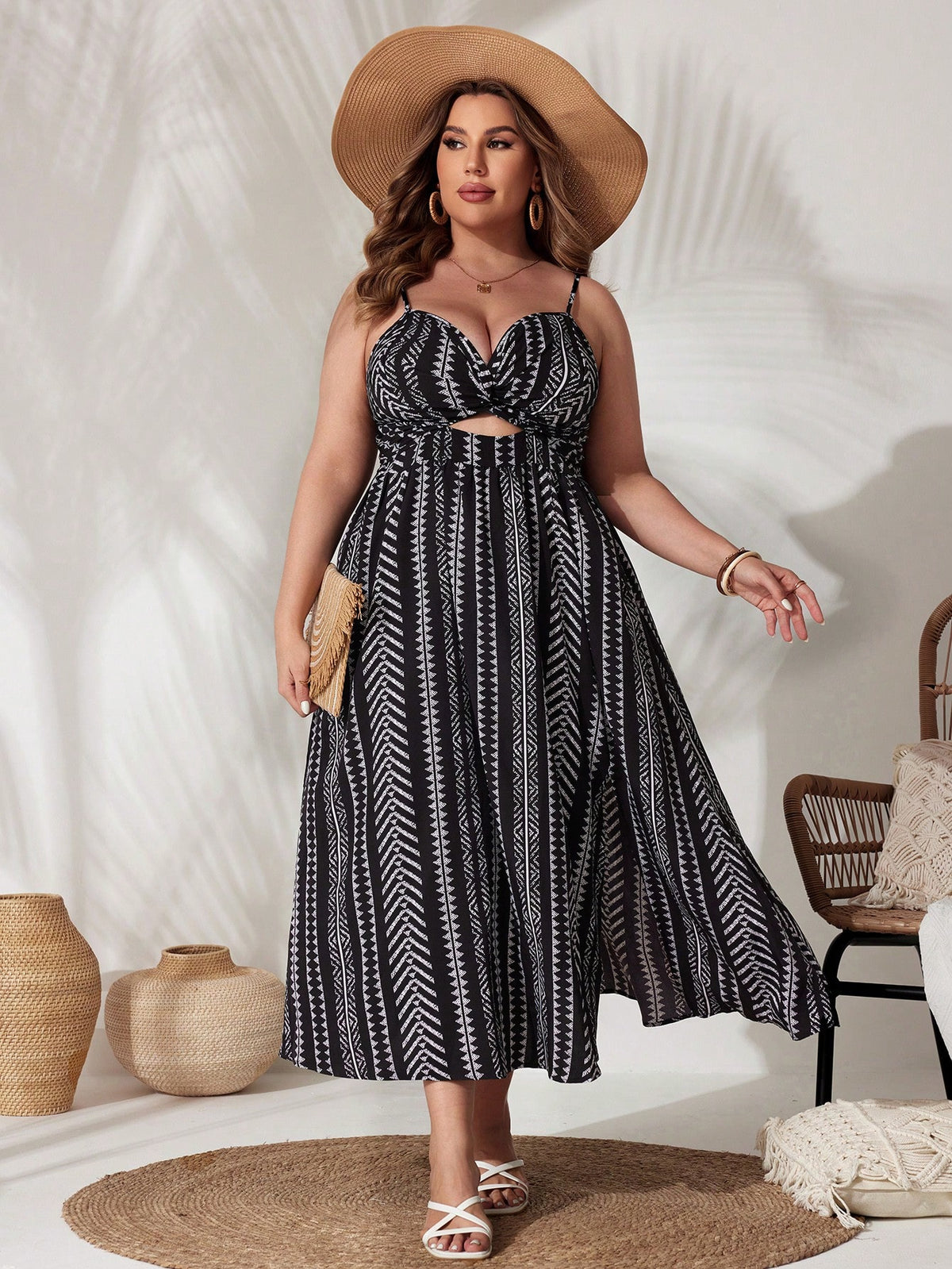 Plus Twist Front Cami Dress with Split Thigh