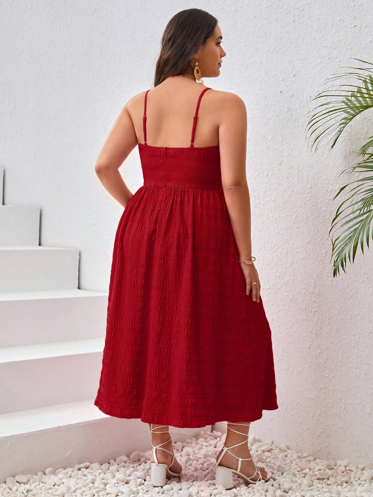 Plus Twist Front Cami Dress with Split Thigh