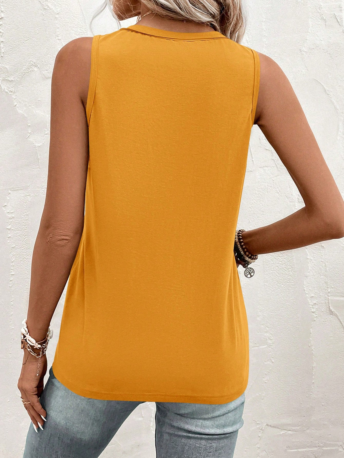 Half Button Tank Top