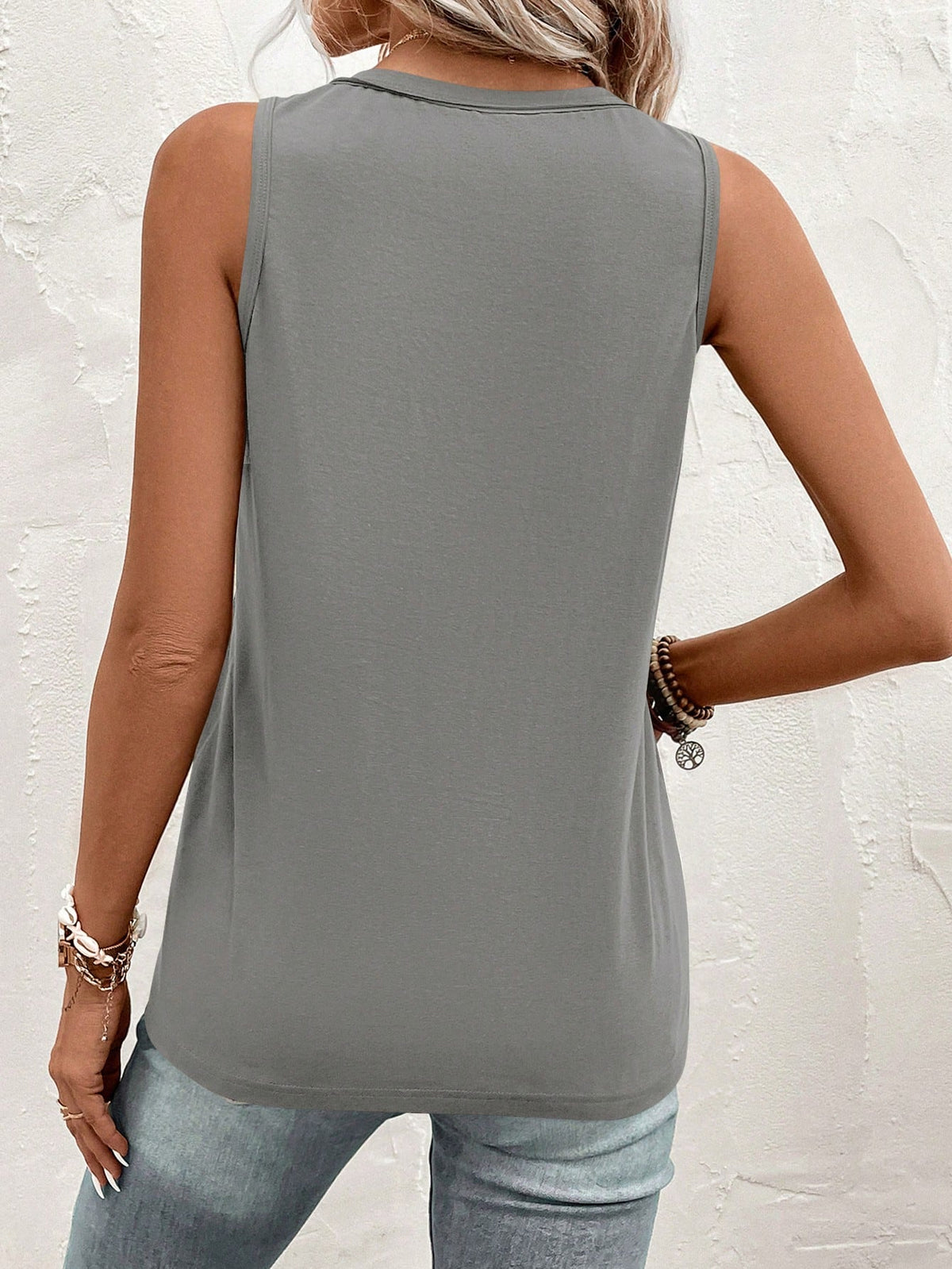 Half Button Tank Top