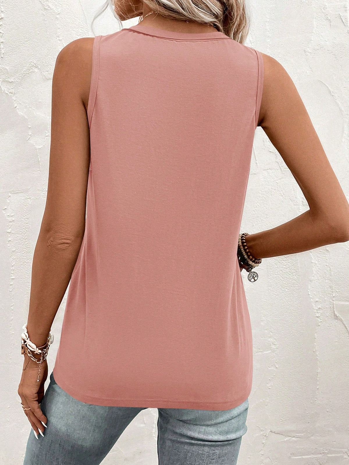 Half Button Tank Top