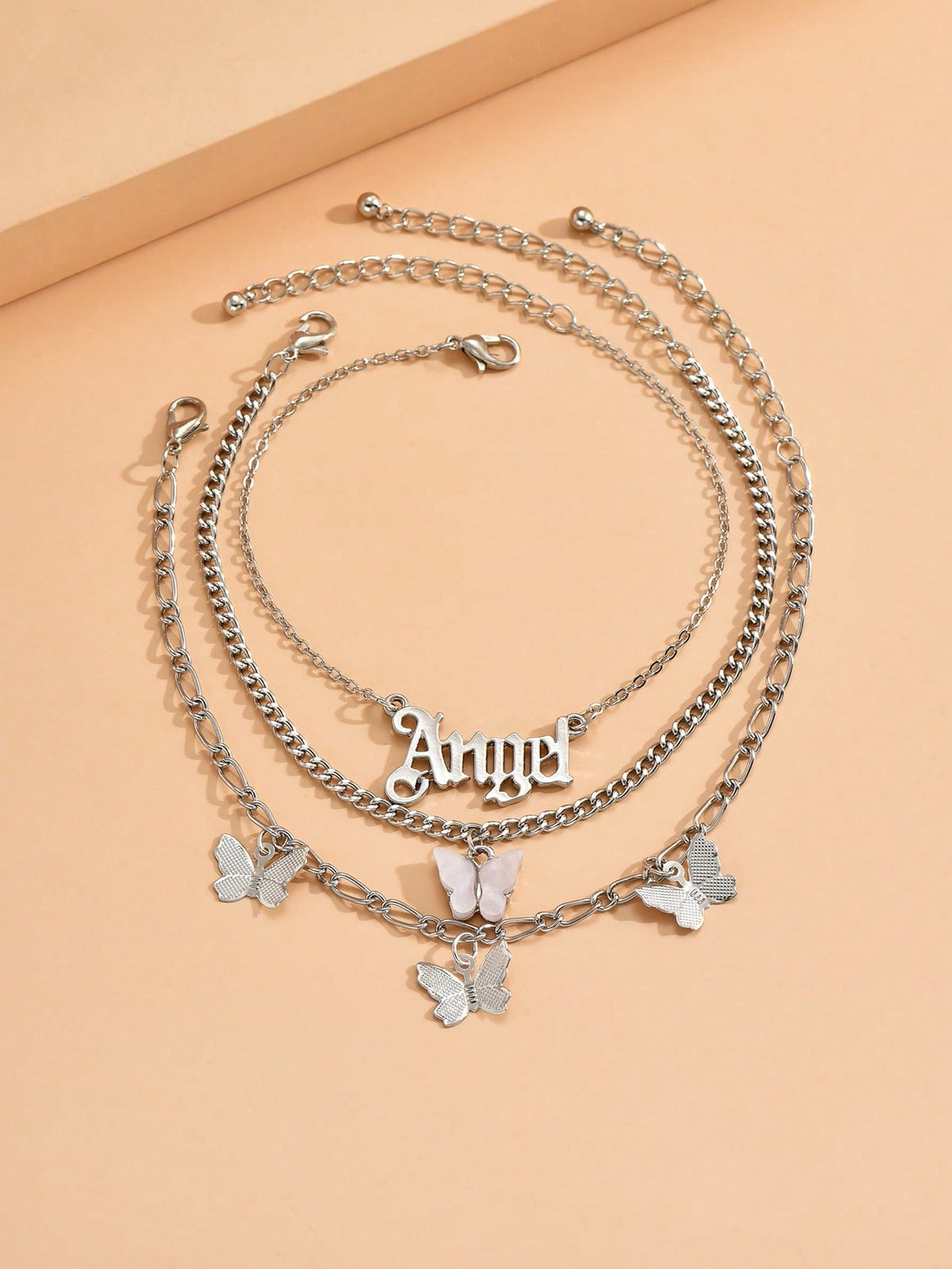 3pcs set Gold-tone Pendant Tassel Beaded Anklet