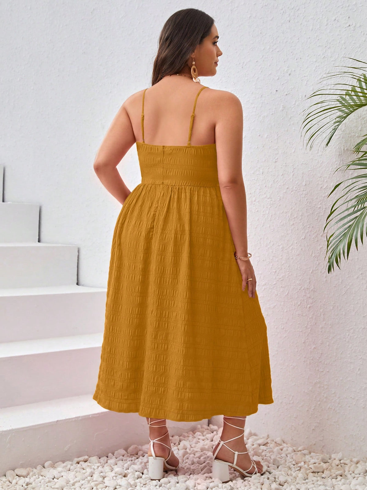 Plus Twist Front Cami Dress with Split Thigh