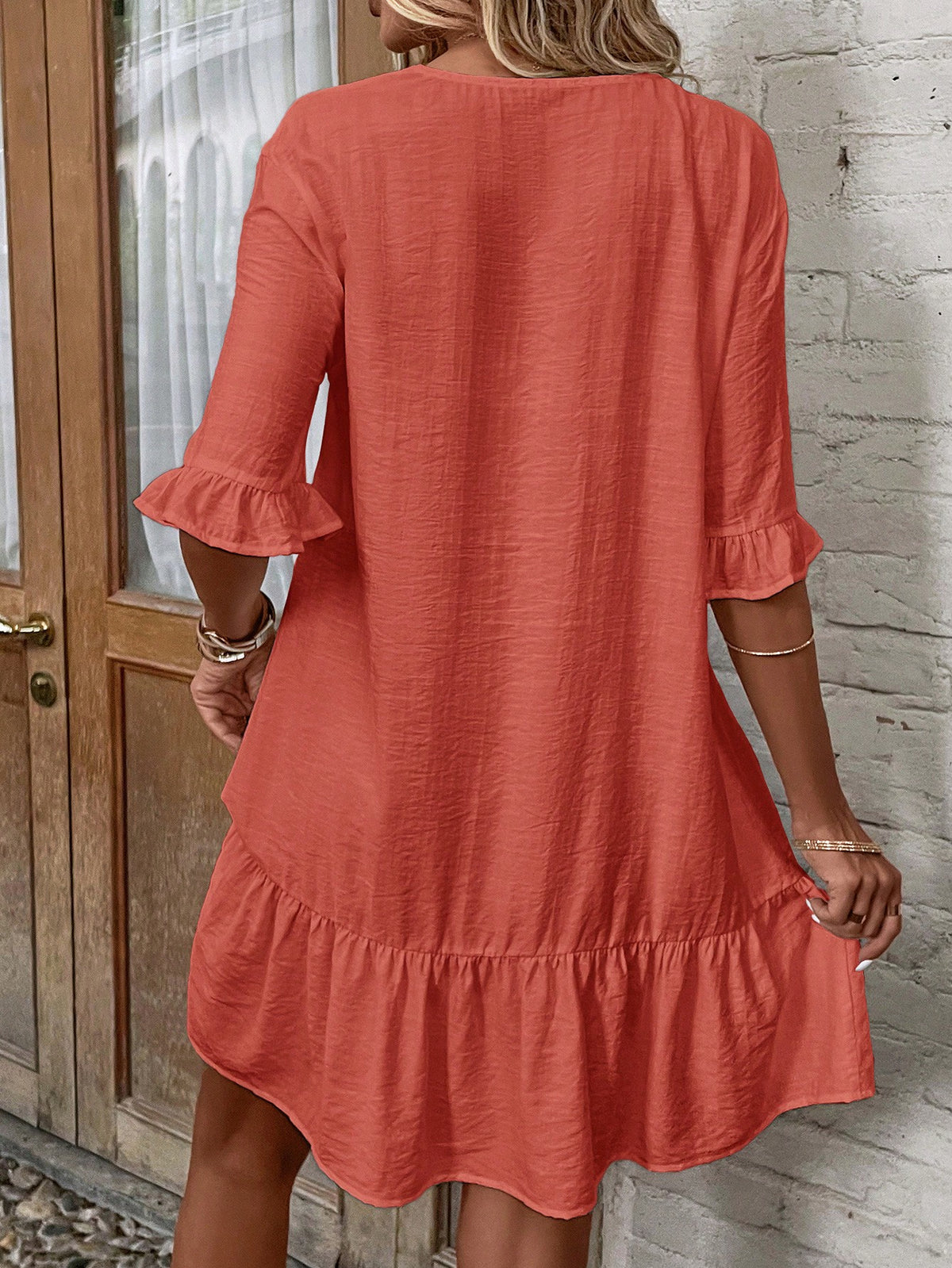 Ruffle Hem Kimono Coverup