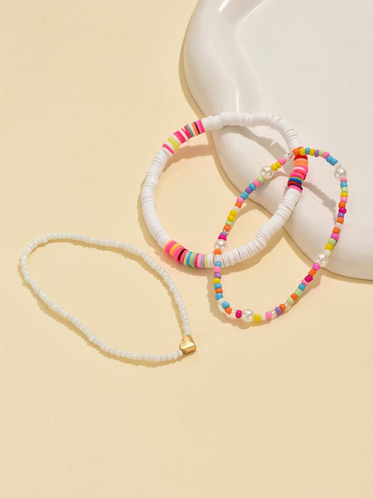 3pcs set Gold-tone Pendant Tassel Beaded Anklet