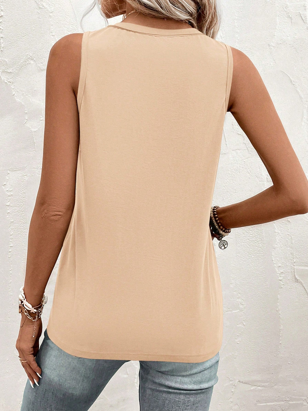 Half Button Tank Top