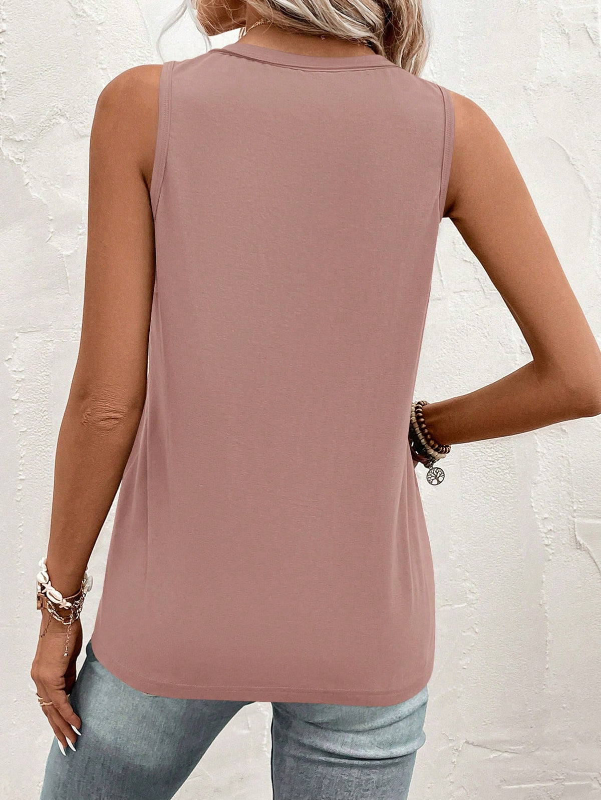 Half Button Tank Top