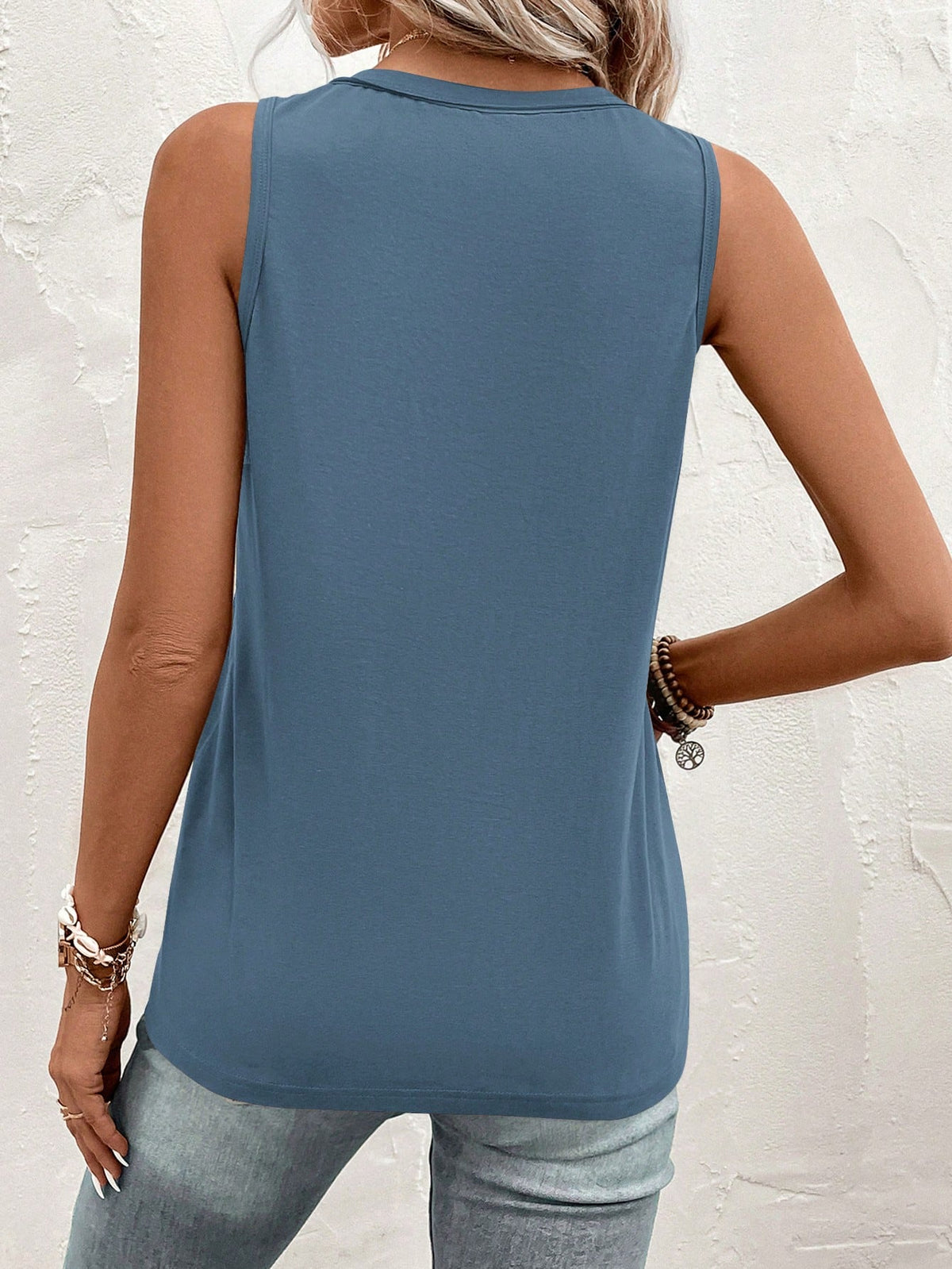 Half Button Tank Top