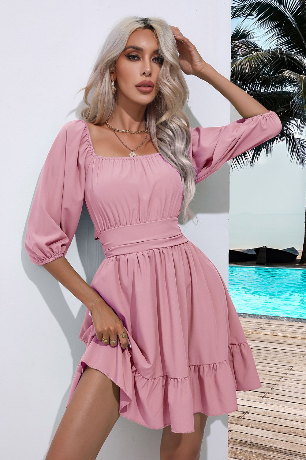twist front dress Beyond Yoga Around The World Front Twist Dress