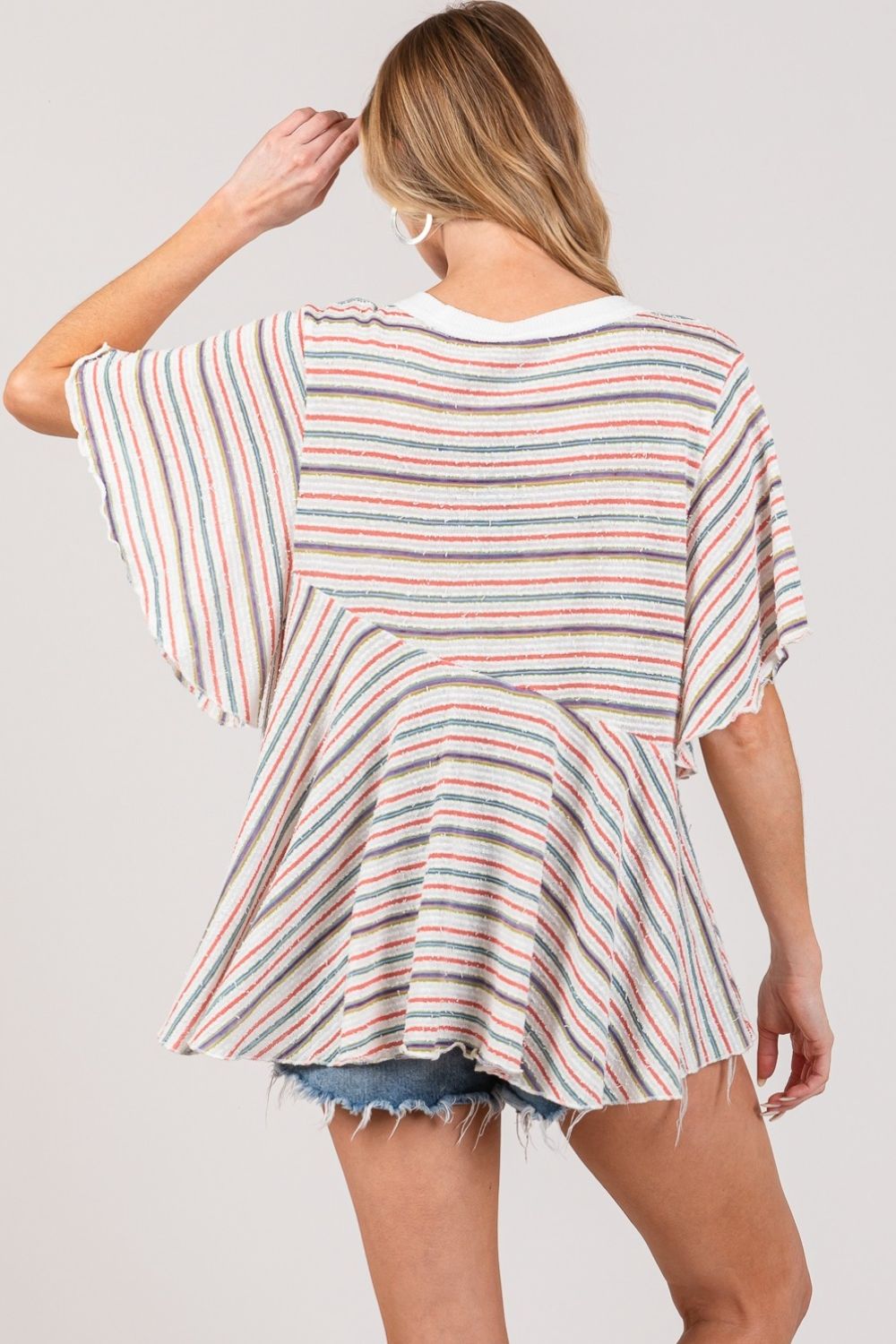 Full Size Round Neck Stripe Top