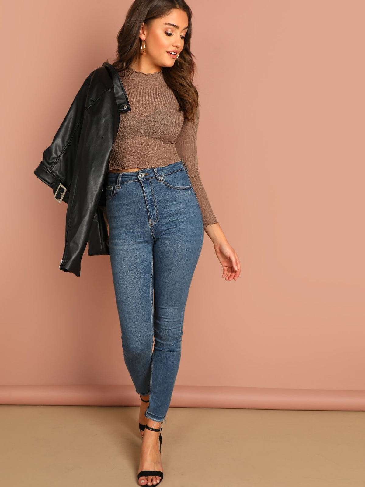 Semi-Sheer Ribbed Crop -