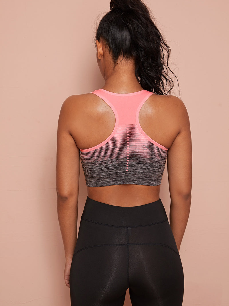 Pink and Black Two Tone Racerback Sports Bra -