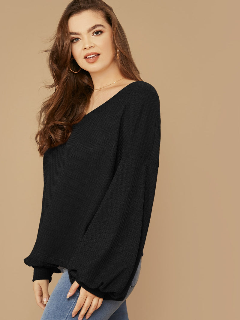 Plus Size Waffle Knit Top -