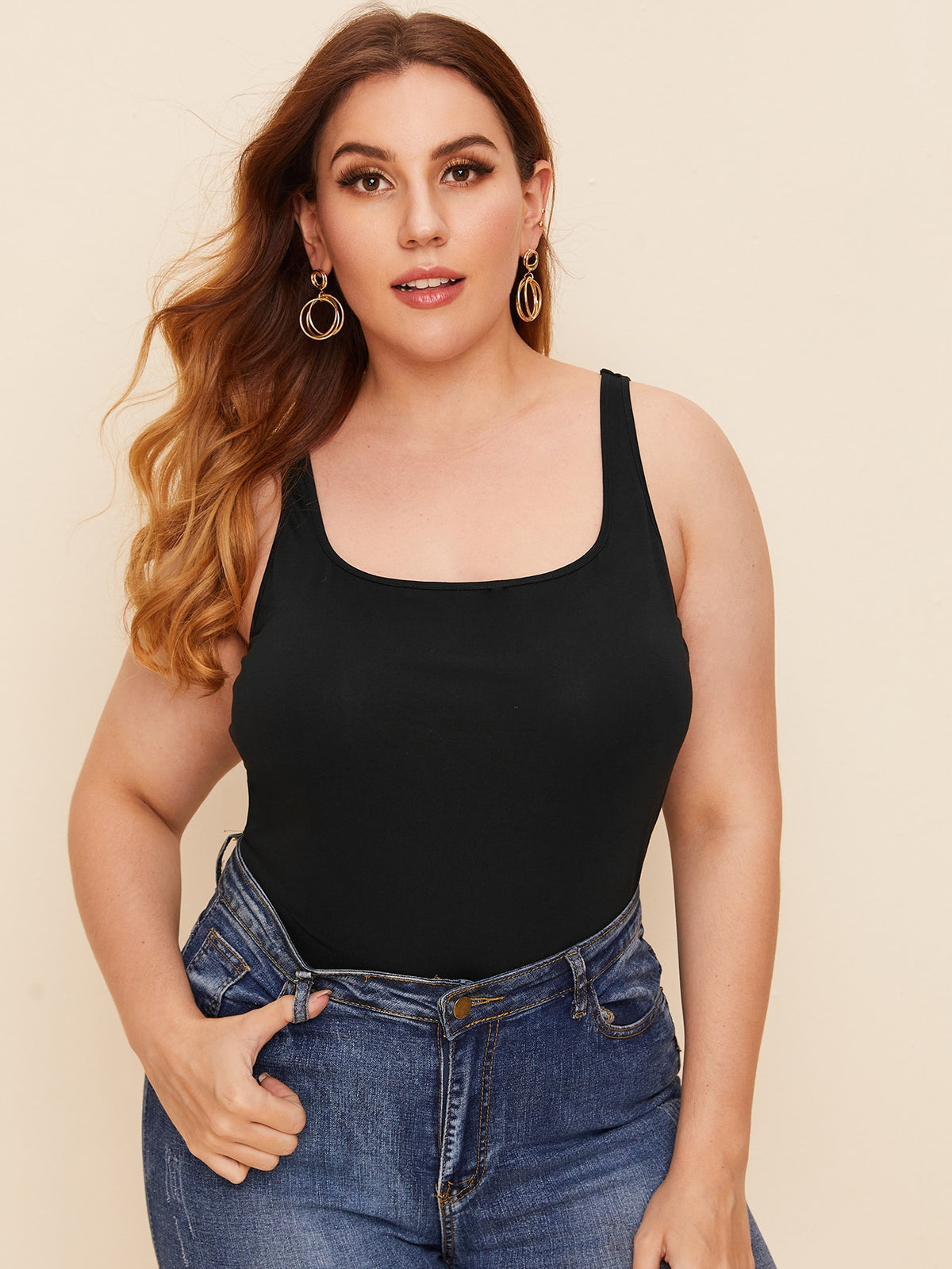 Plus Classic Fitting Tank - Black / 4XL