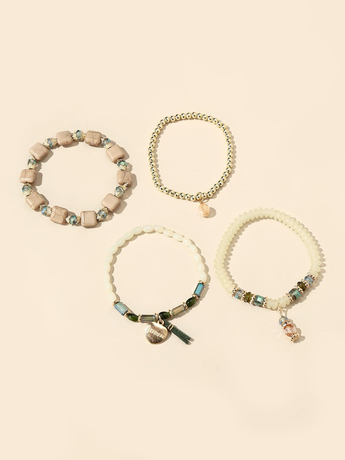 Boho Beaded Bracelet Set 4pcs -