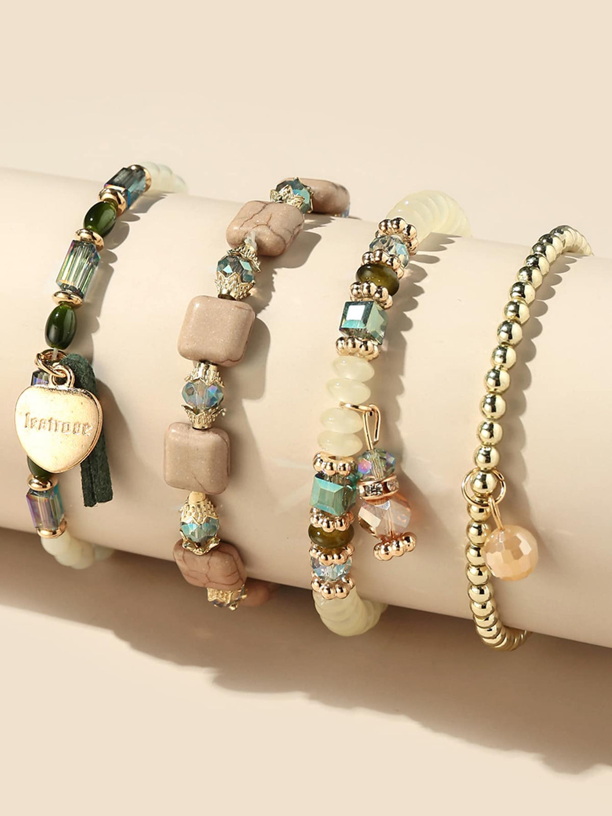 Boho Beaded Bracelet Set 4pcs -