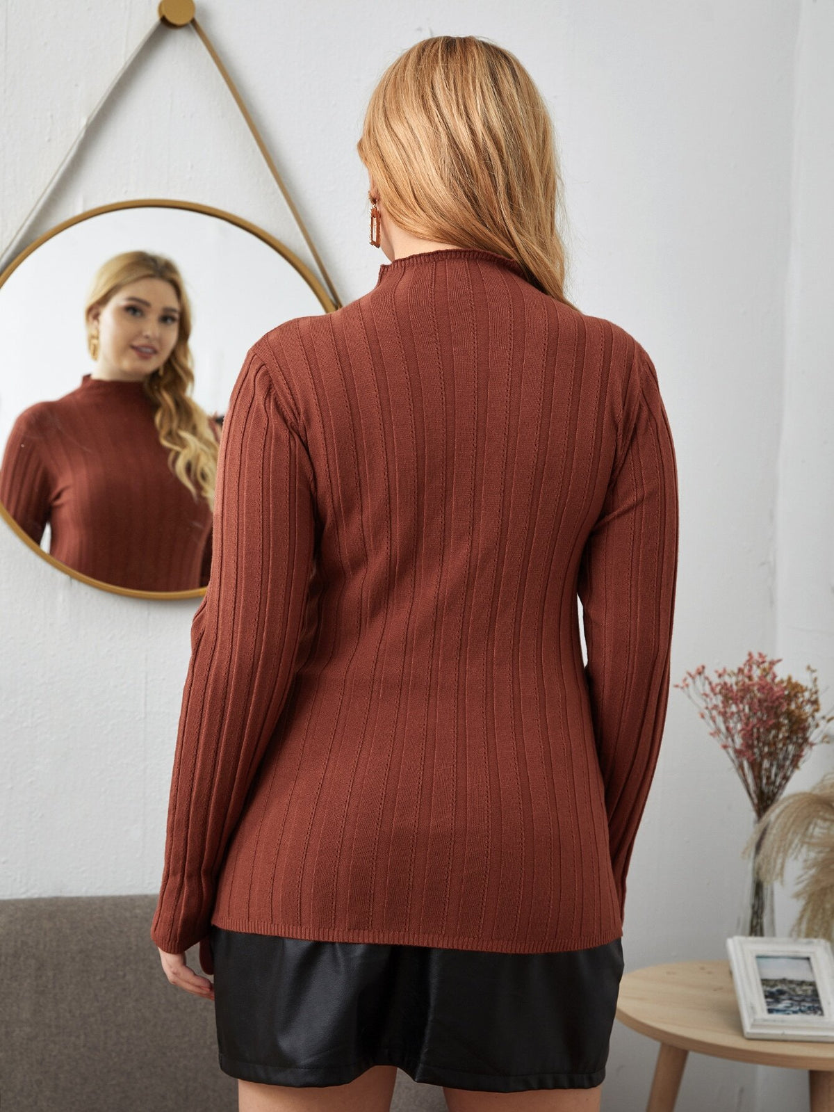 Plus Slim Sweater with Mock Neck