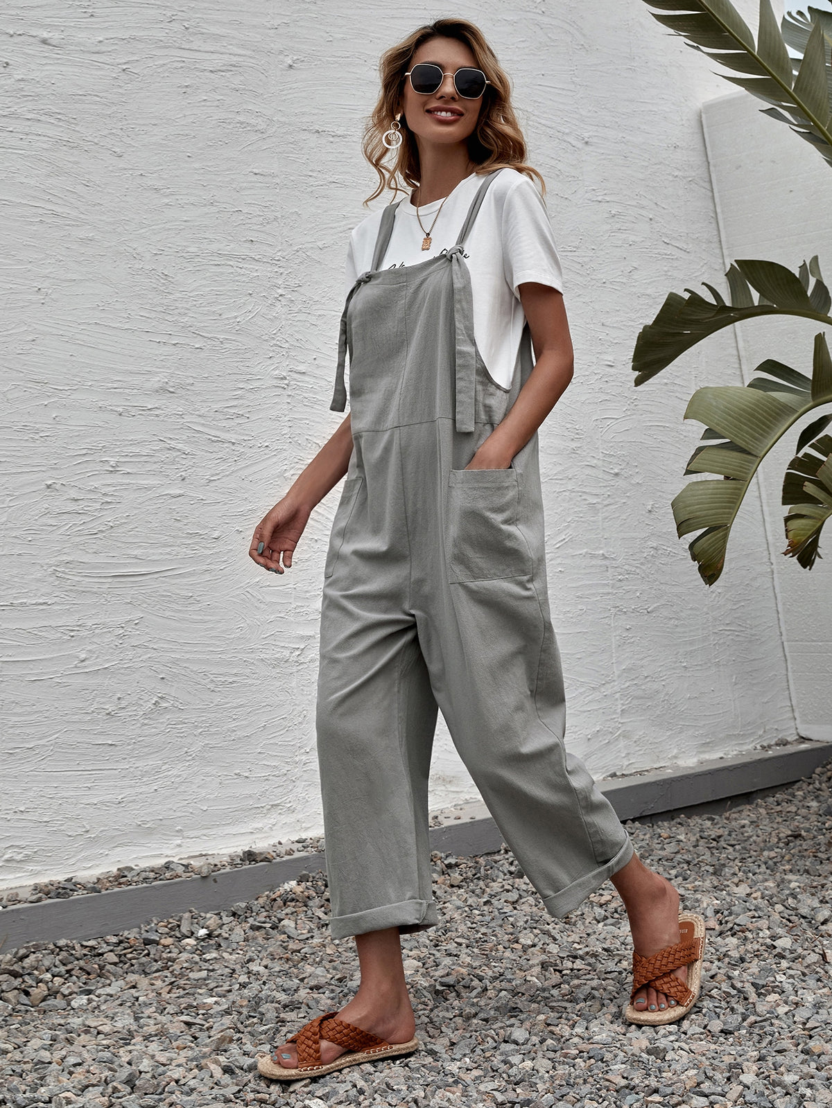 Jumpsuit with Dual Pocket - Grey / XL