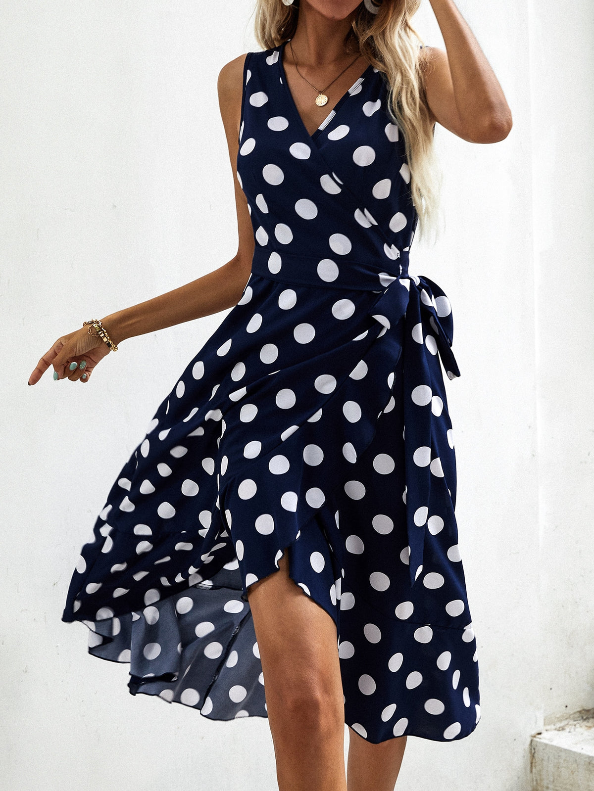 Polka Dot Side Wrap Dress