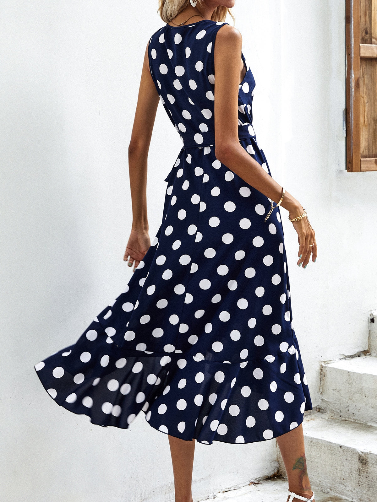 Polka Dot Side Wrap Dress