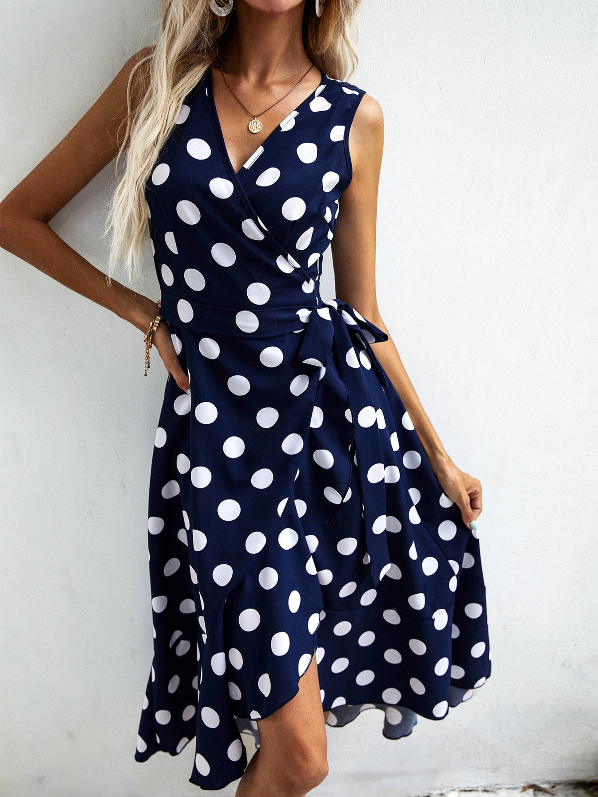 Polka Dot Side Wrap Dress
