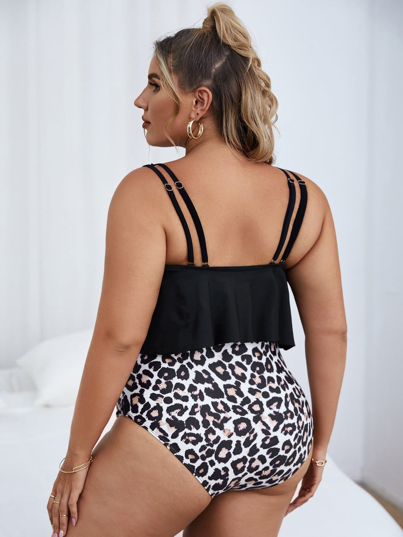 Plus Leopard Print Swimsuit - 