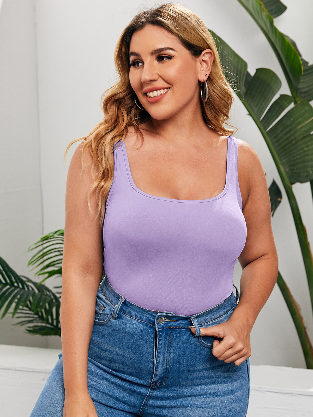 Plus Classic Fitting Tank - Lilac Purple / 4XL