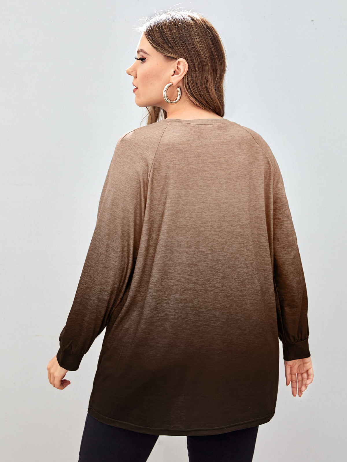 Plus Size Two Tone Tee with Raglan Sleeve -