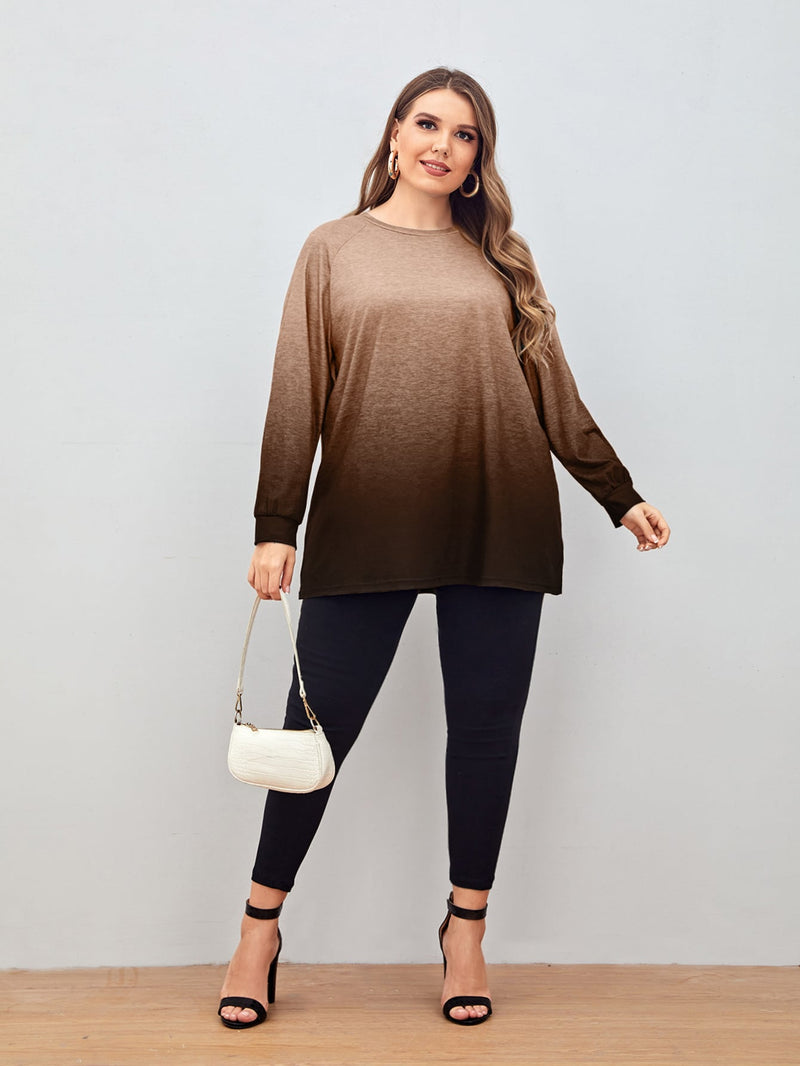 Plus Size Two Tone Tee with Raglan Sleeve -