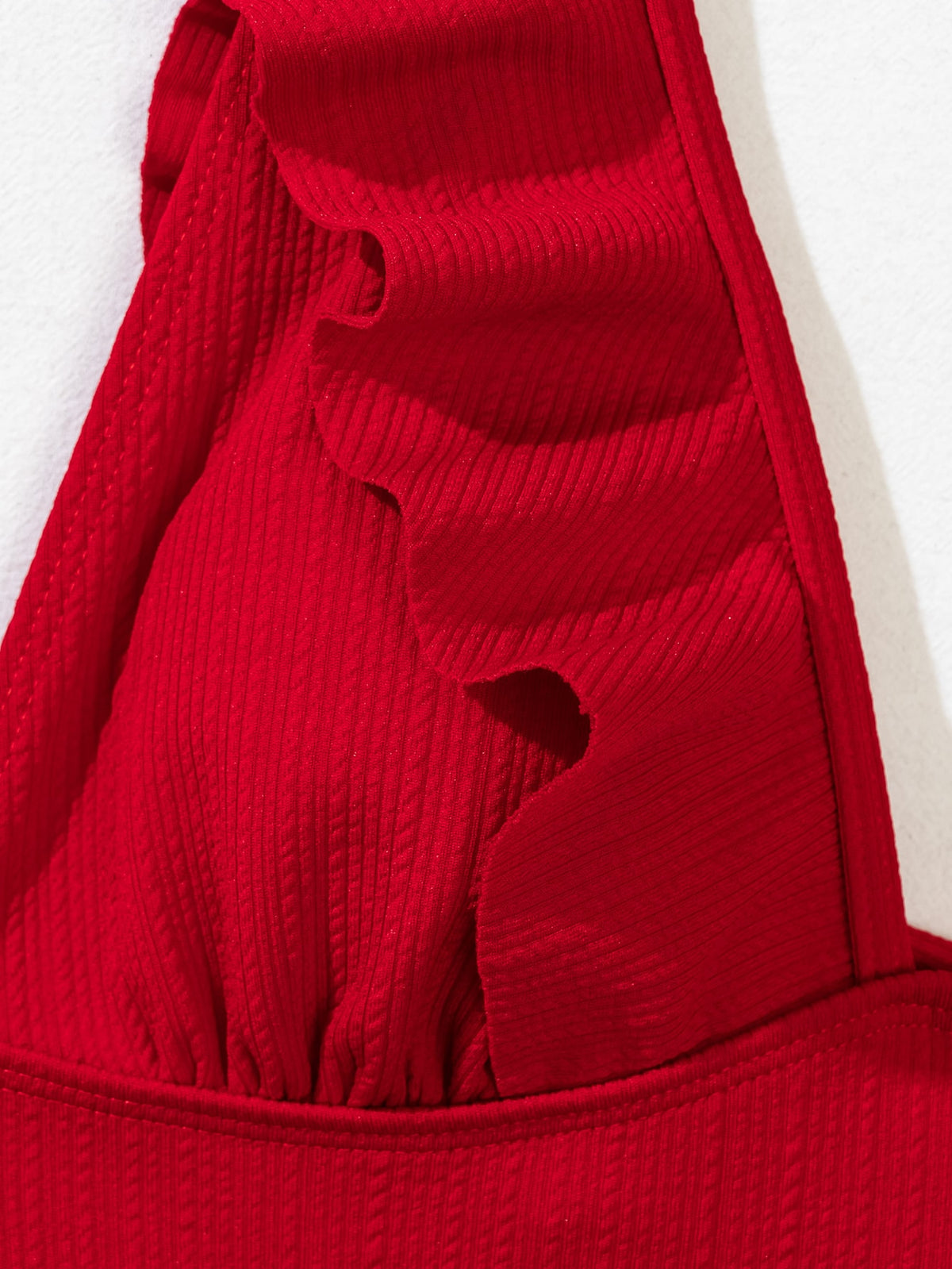 Ruffle Trim Textured One Piece Swimsuit -