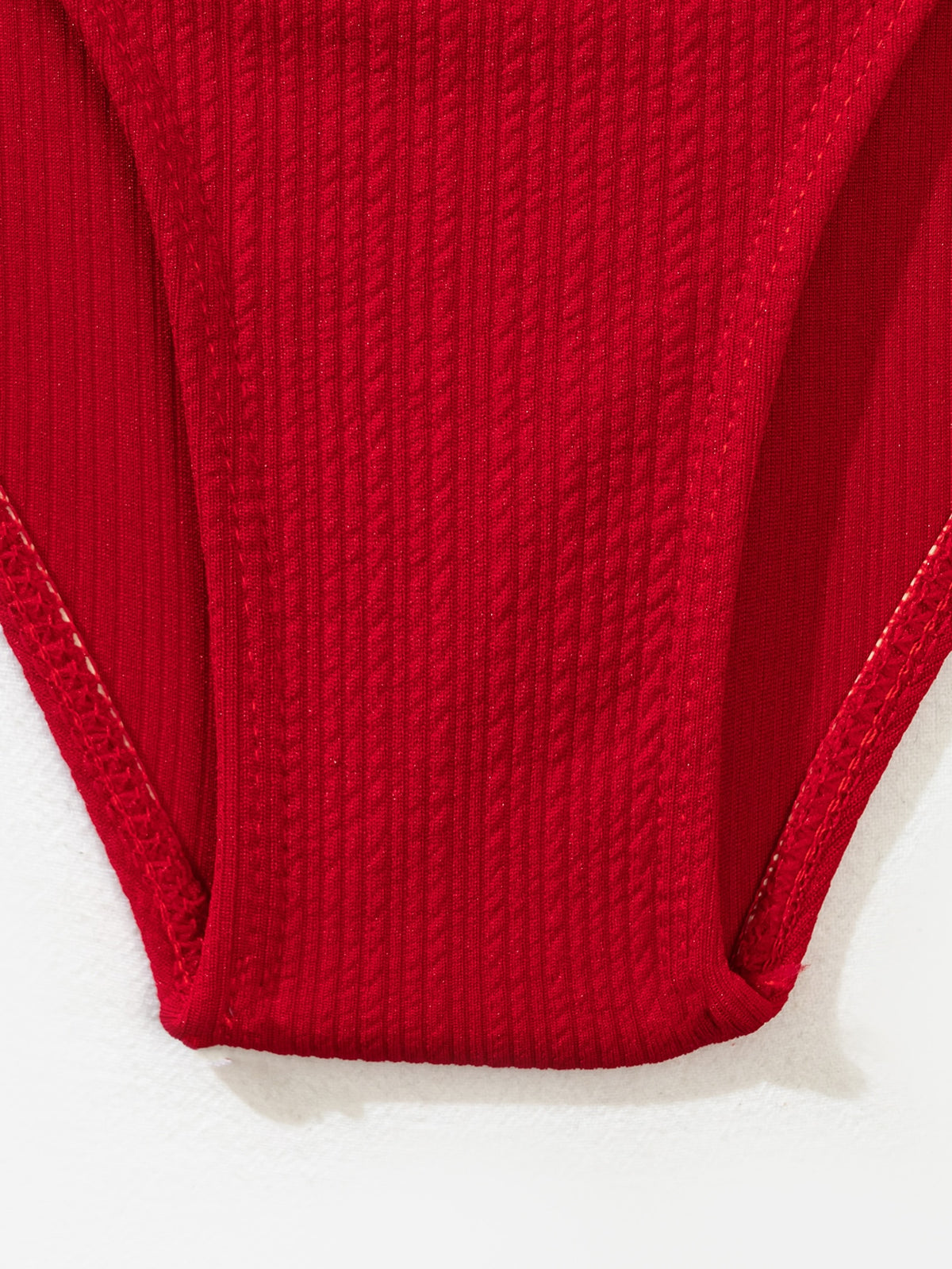 Ruffle Trim Textured One Piece Swimsuit -