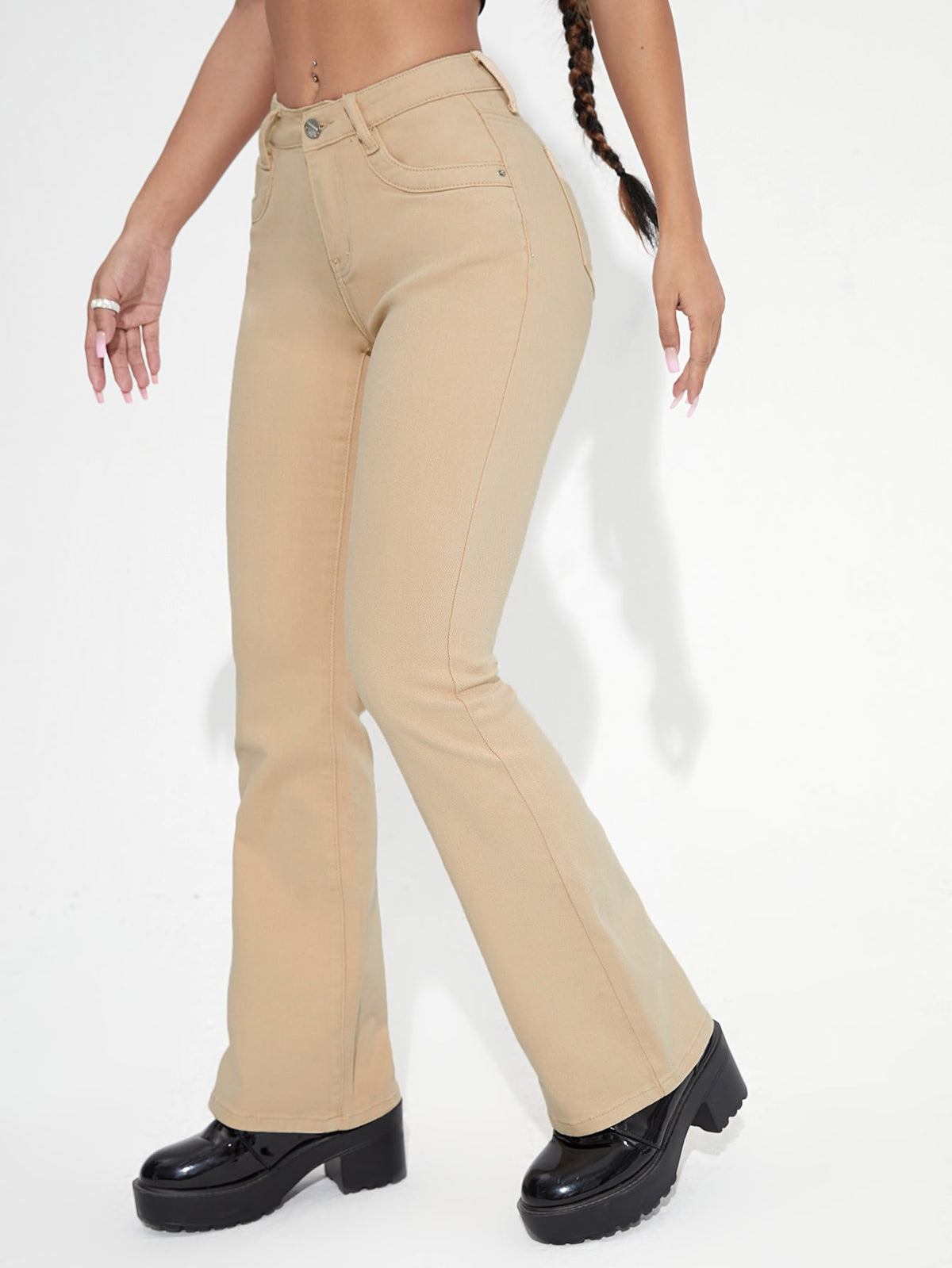 Straight Leg Jeans - Khaki / L