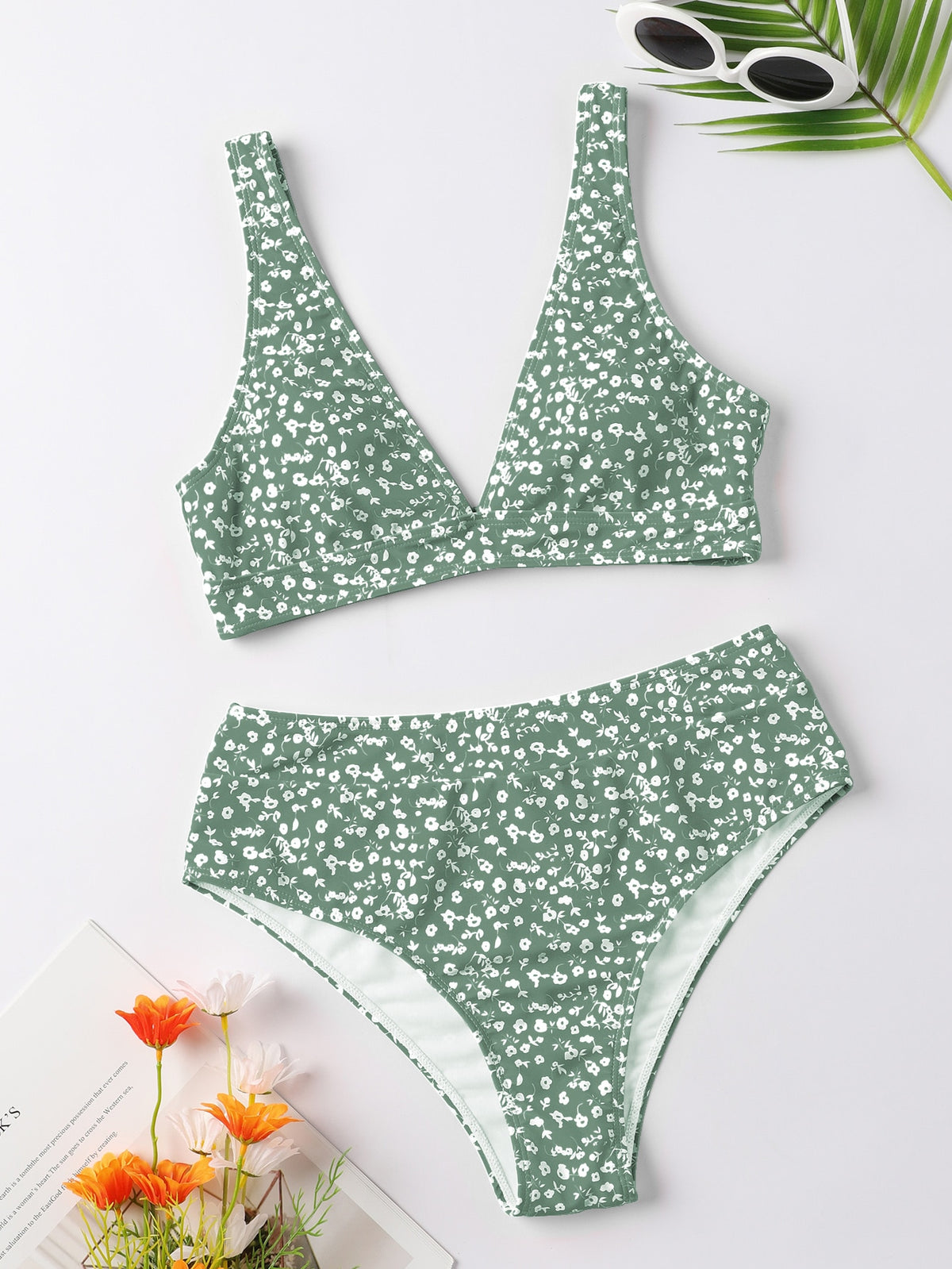Floral Print High Waist Bikini