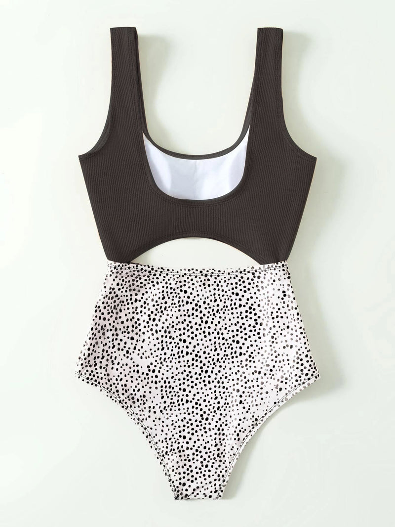 Dot Print One Piece Swimsuit -