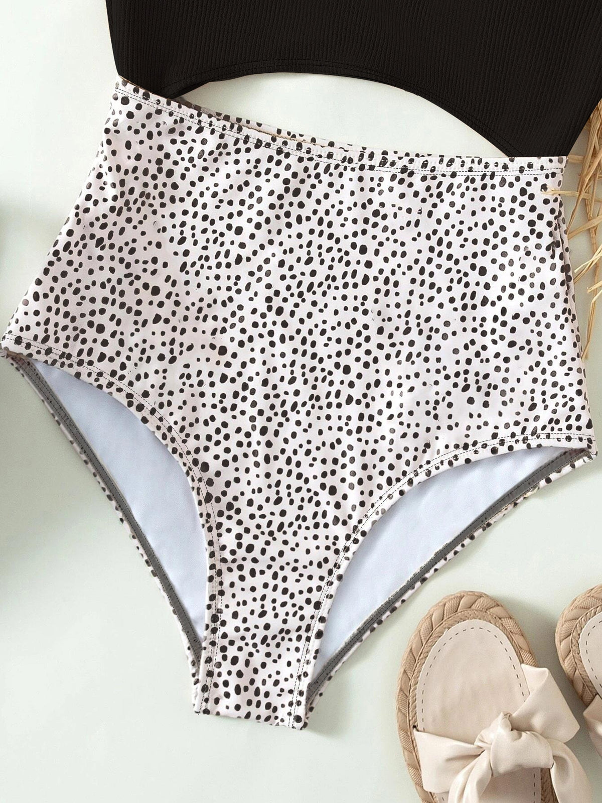 Dot Print One Piece Swimsuit -