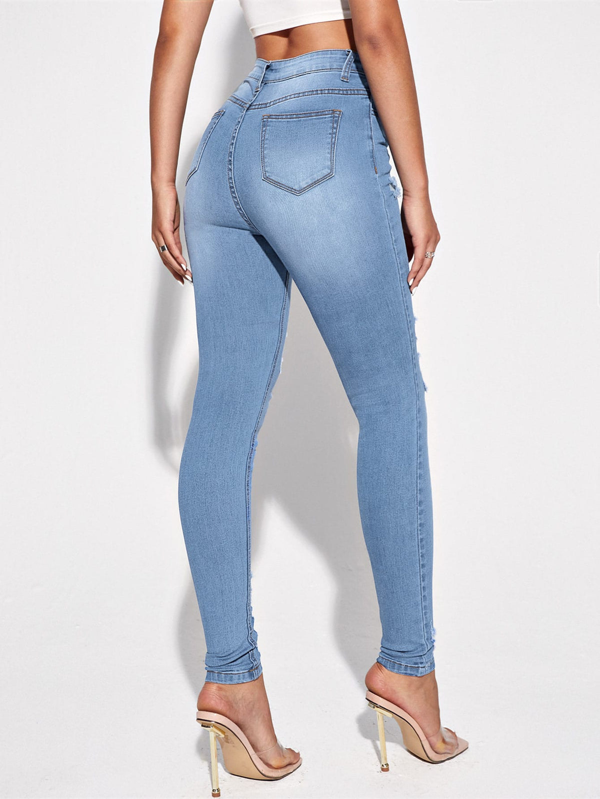 Ripped Skinny Jeans with High Waist