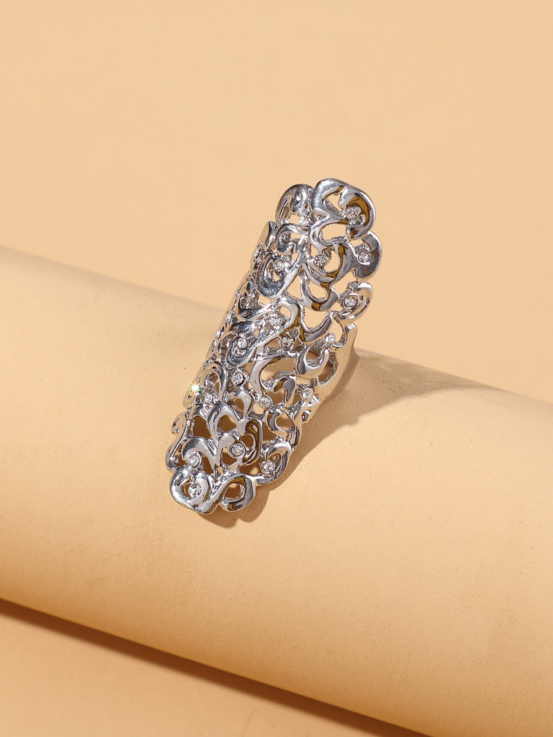 Hollow Out Ring with Rhinestone Detai -