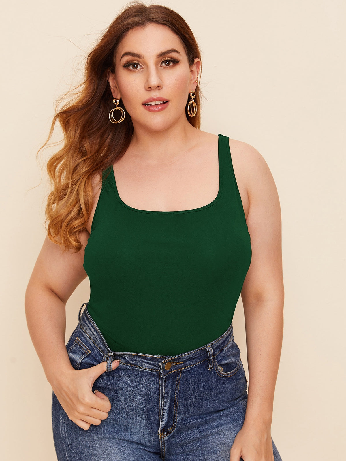 Plus Classic Fitting Tank - Dark Green / 4XL
