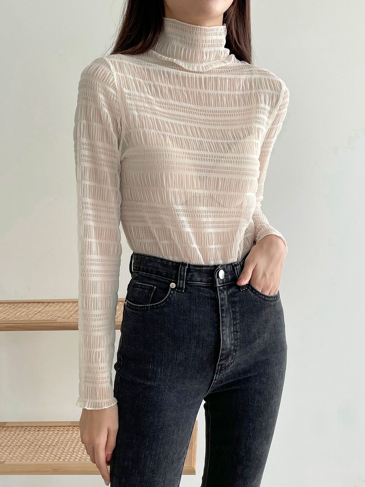 Lace Top With High Neck