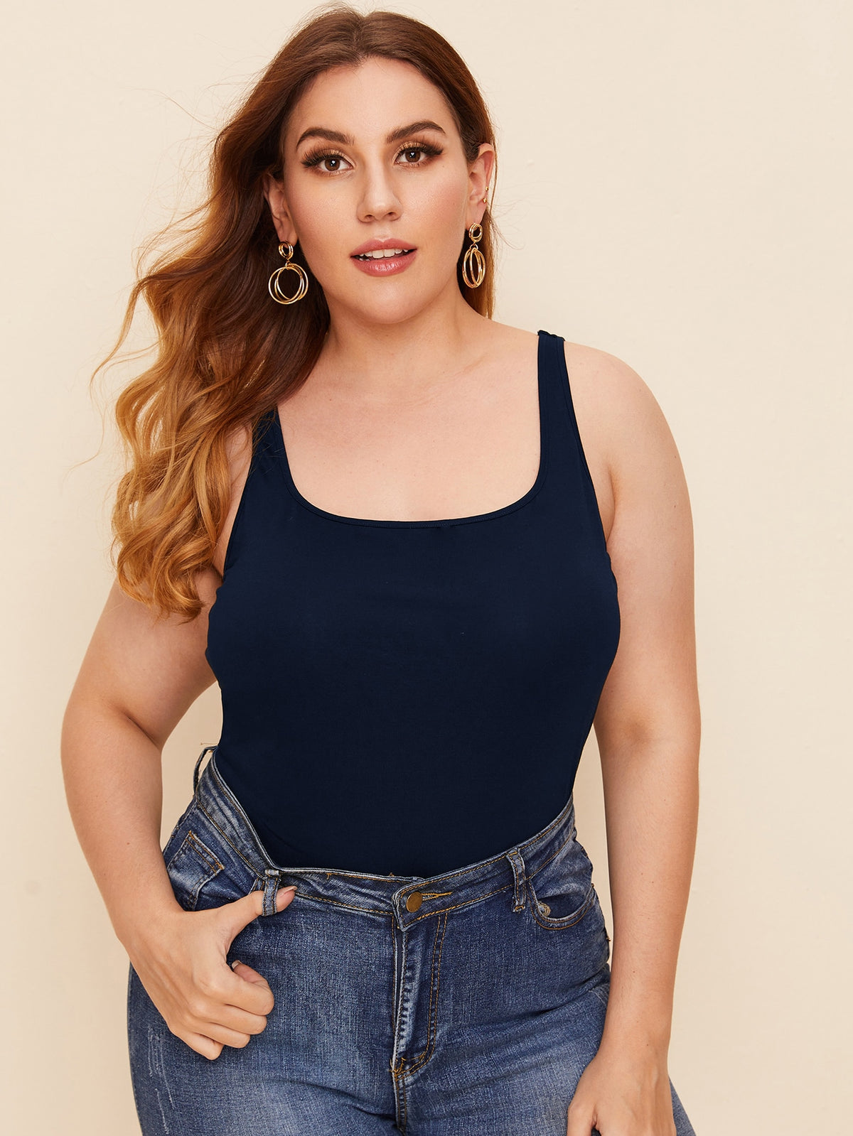 Plus Classic Fitting Tank - Navy Blue / 4XL
