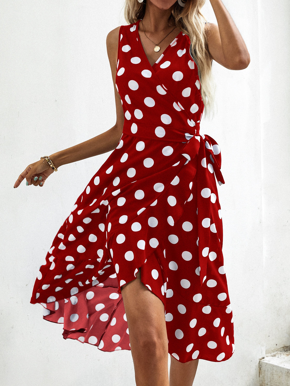 Polka Dot Side Wrap Dress