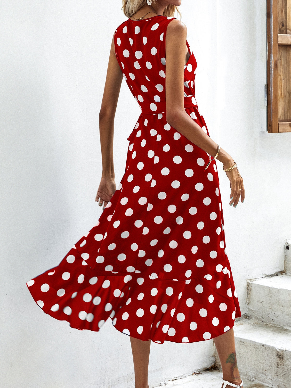 Polka Dot Side Wrap Dress